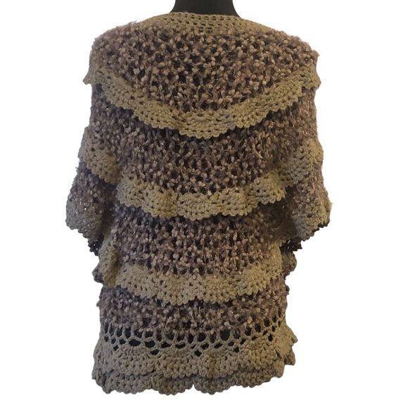 Olive Green Crochet Ruffle Wrap S/M - Picture 3 of 8